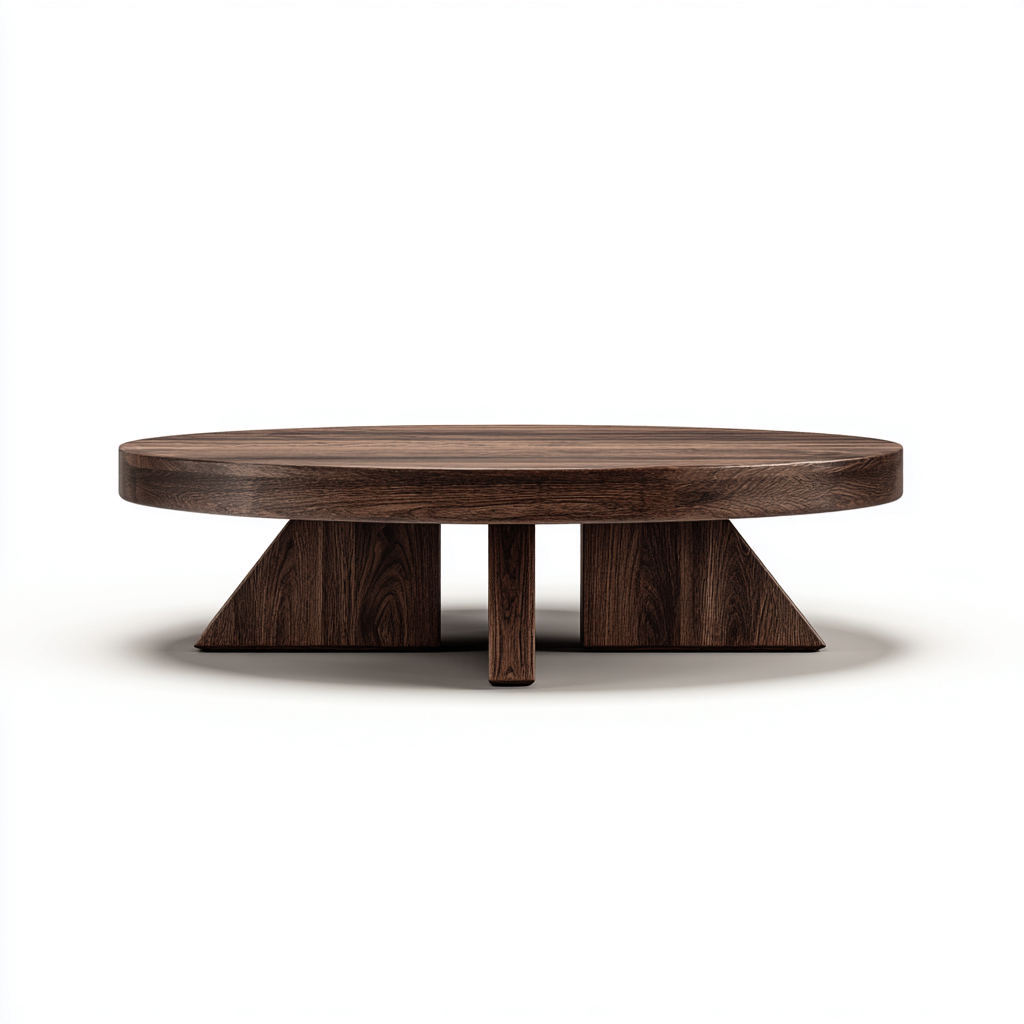 Table basse en bois 90x90x32 cm - marron foncé - pour salon - design moderne naturel-Placidnest