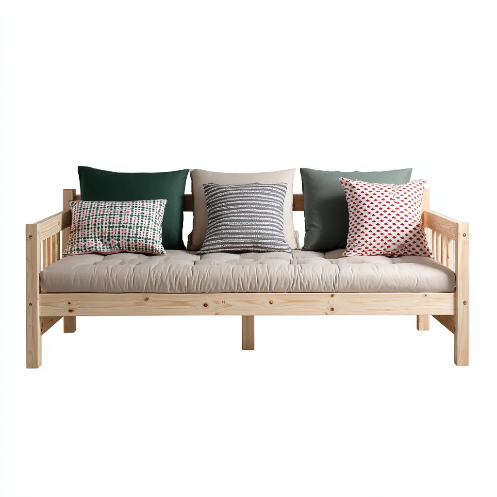 Canapé lit - pin naturel 200x80x75 cm - bois naturel - beige - pour chambre - design moderne-Placidnest