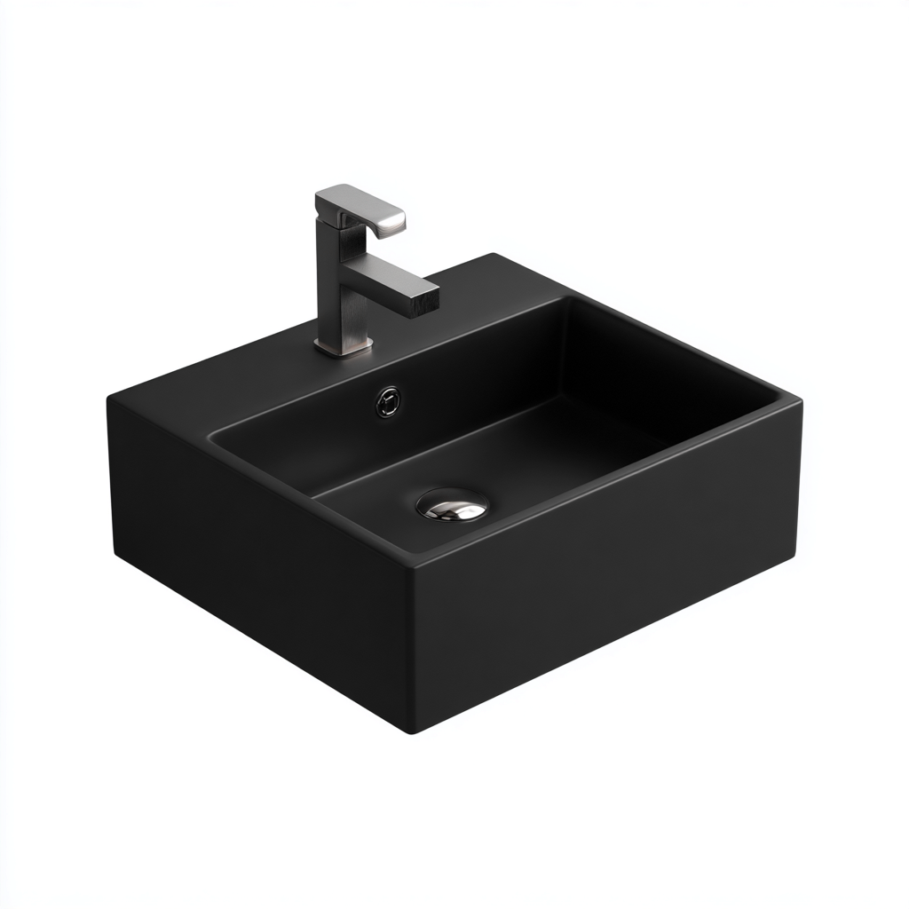 Lavabo en céramique 40x34x13 cm - noir - design moderne pour salle de bain-Placidnest
