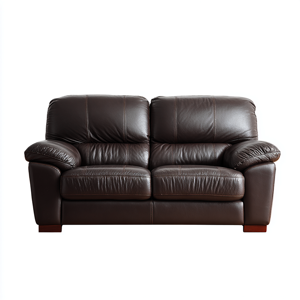 Canapé droit cuir synthétique 152x96x98 cm - marron foncé - pour salon - design contemporain-Placidnest