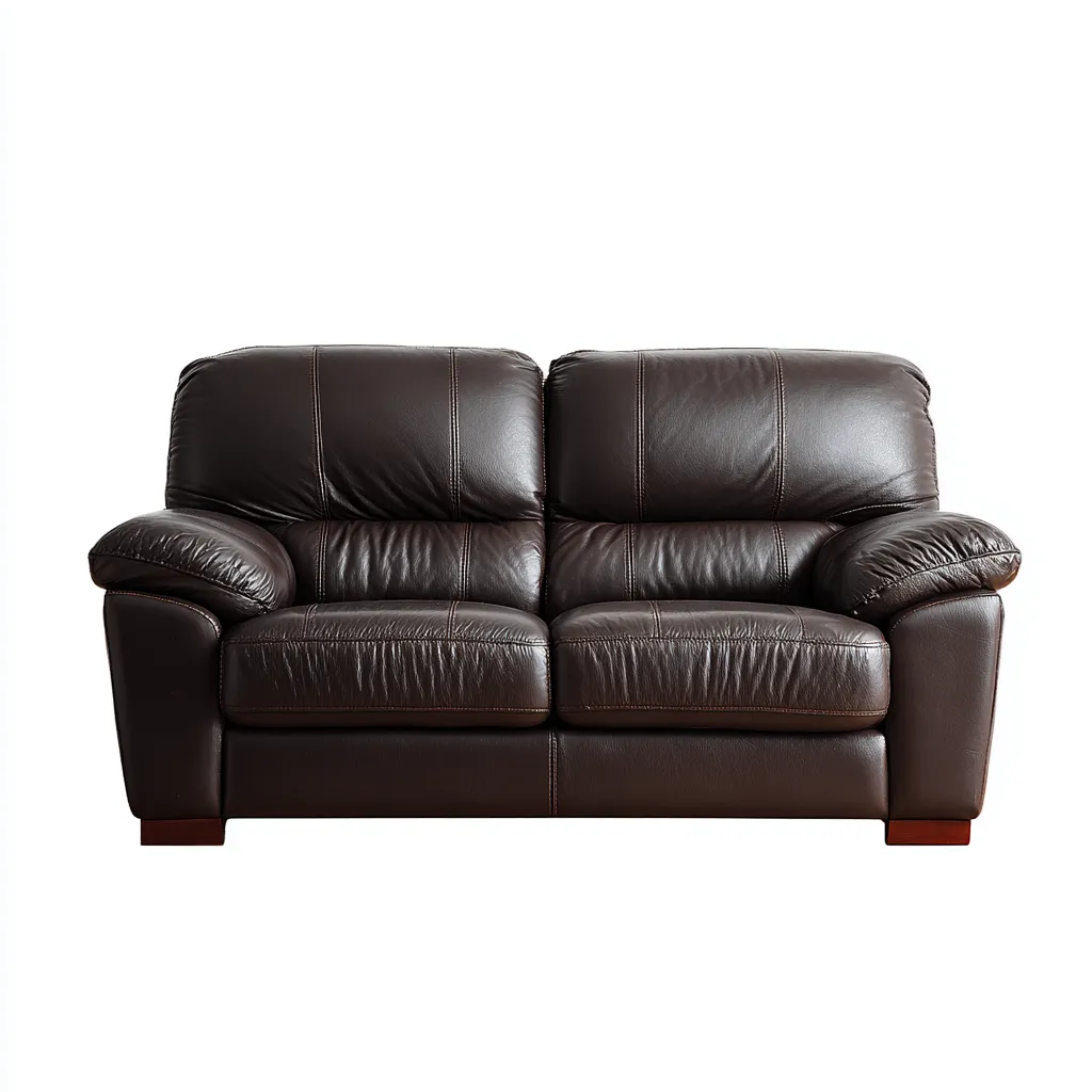 Canapé droit cuir synthétique 152x96x98 cm - marron foncé - pour salon - design contemporain-Placidnest