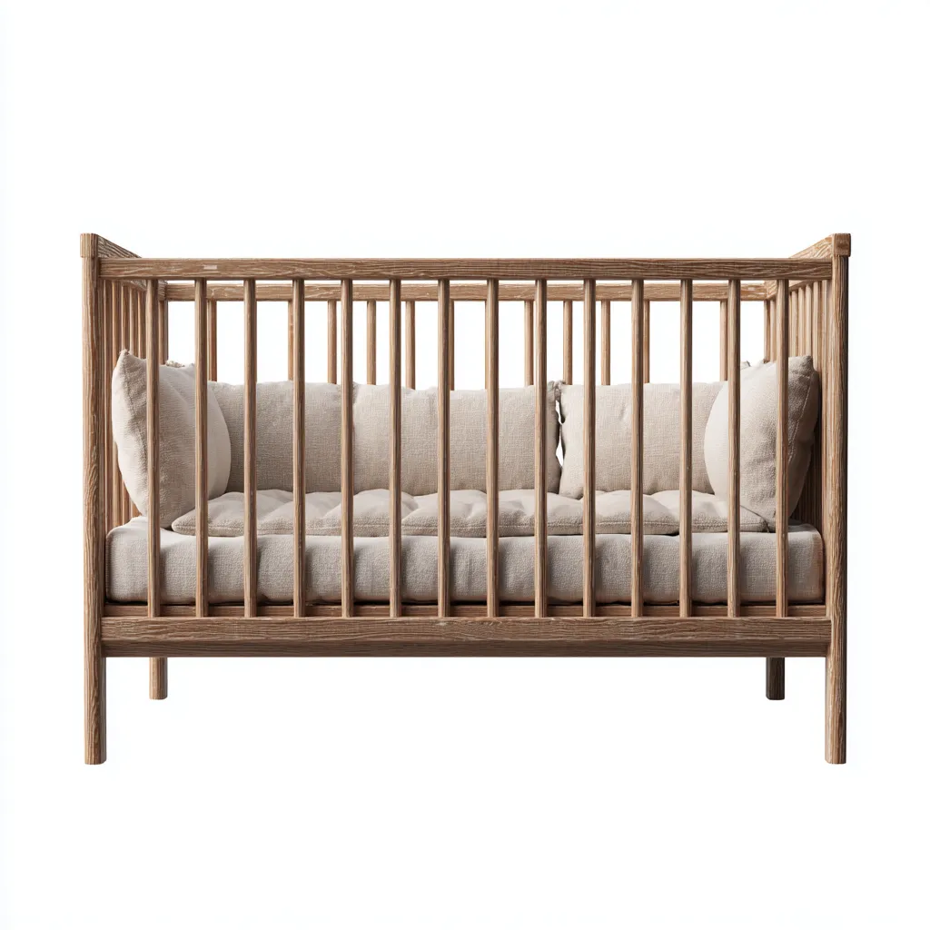 Lit bébé - bois 125x68x88 cm - bois naturel - crème - pour chambre - design scandinave-Placidnest