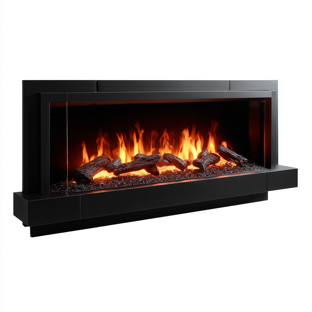 Cheminée électrique murale en métal 150x20x60 cm - noir - adaptée au salon - design moderne à effet bûches-Placidnest