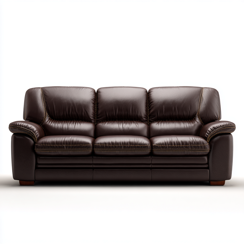 Canapé droit cuir synthétique 192x92x96 cm - marron foncé - pour salon - design contemporain-Placidnest