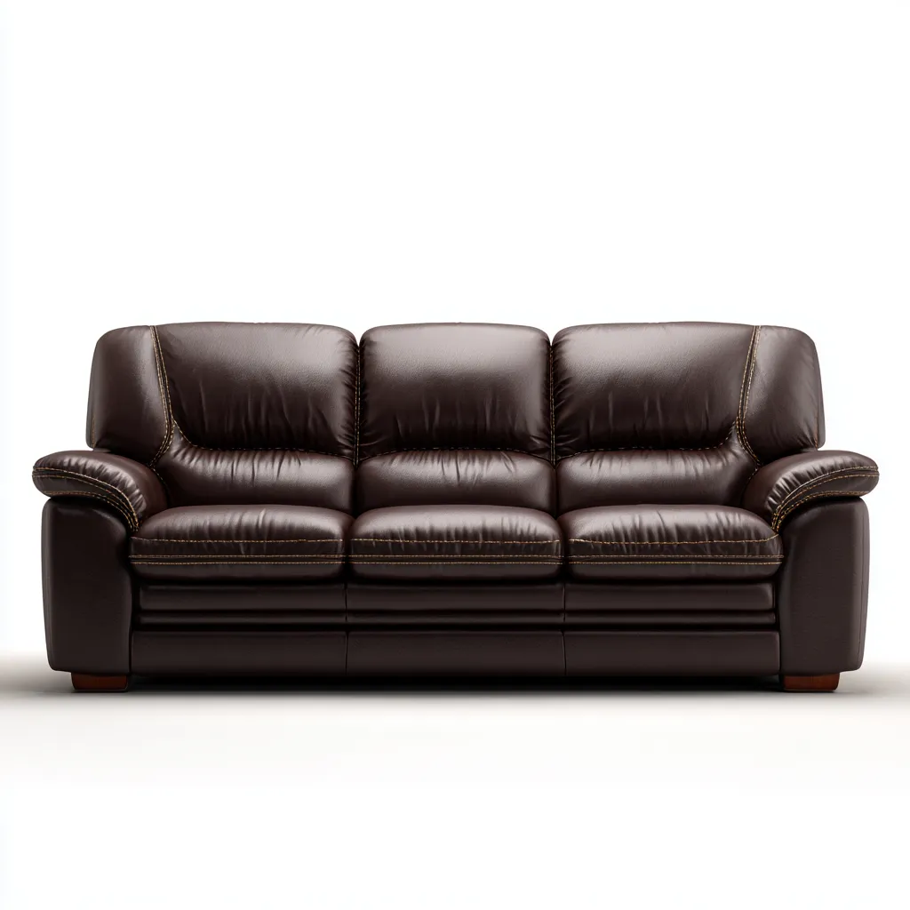 Canapé droit cuir synthétique 192x92x96 cm - marron foncé - pour salon - design contemporain-Placidnest