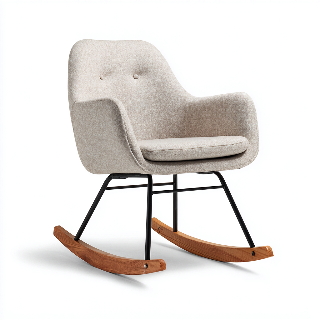 Fauteuil à bascule tissu 72x63x87 cm - beige clair - usage salon - design moderne épuré-Placidnest