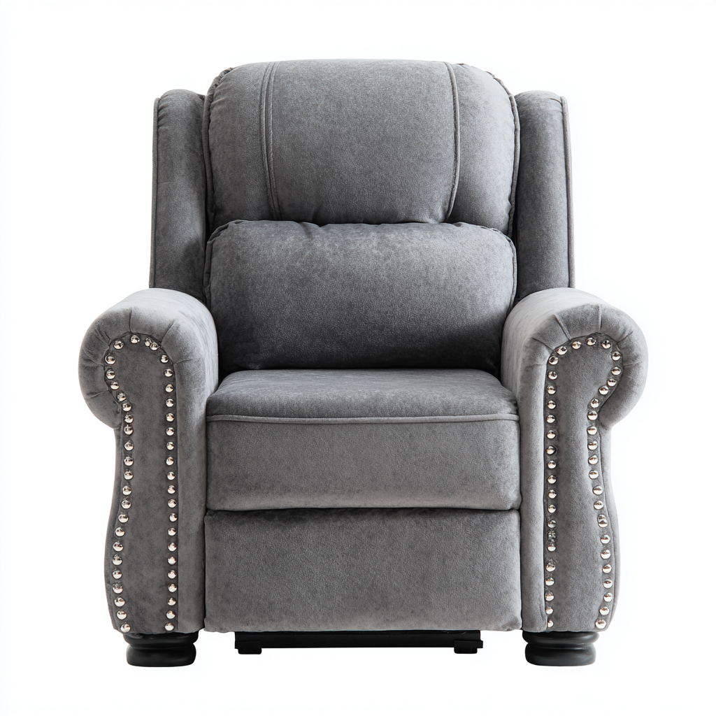 Fauteuil relax tissu 95x88x104 cm - gris - usage salon - design classique confortable-Placidnest