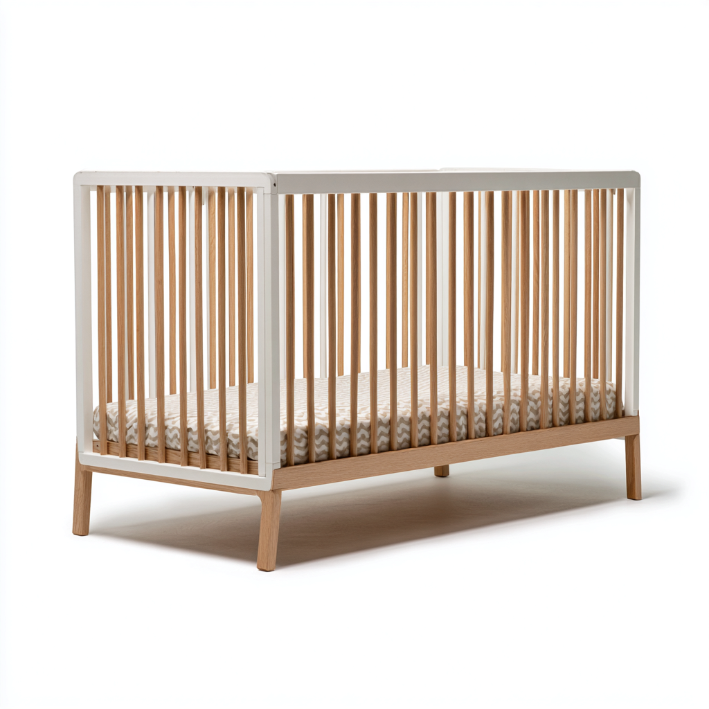 Lit bébé - bois 128x70x88 cm - blanc - bois naturel - pour chambre - design moderne-Placidnest