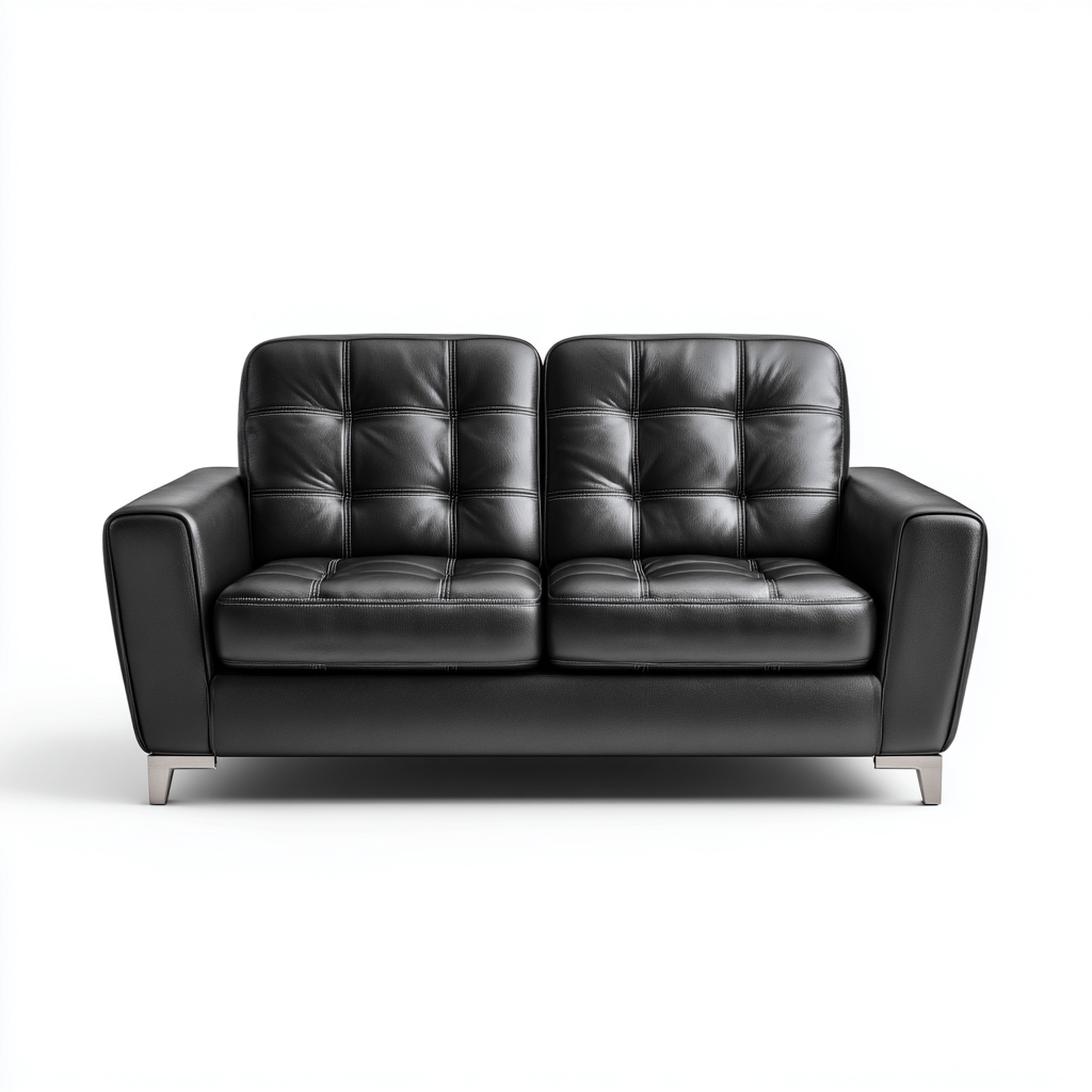 Canapé droit cuir synthétique 162x83x88 cm - noir - pour salon - design moderne-Placidnest