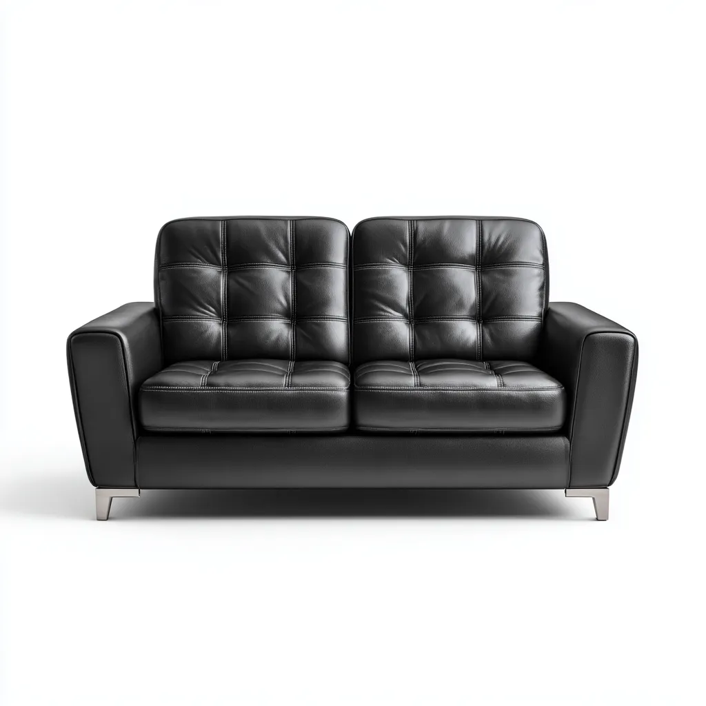 Canapé droit cuir synthétique 162x83x88 cm - noir - pour salon - design moderne-Placidnest