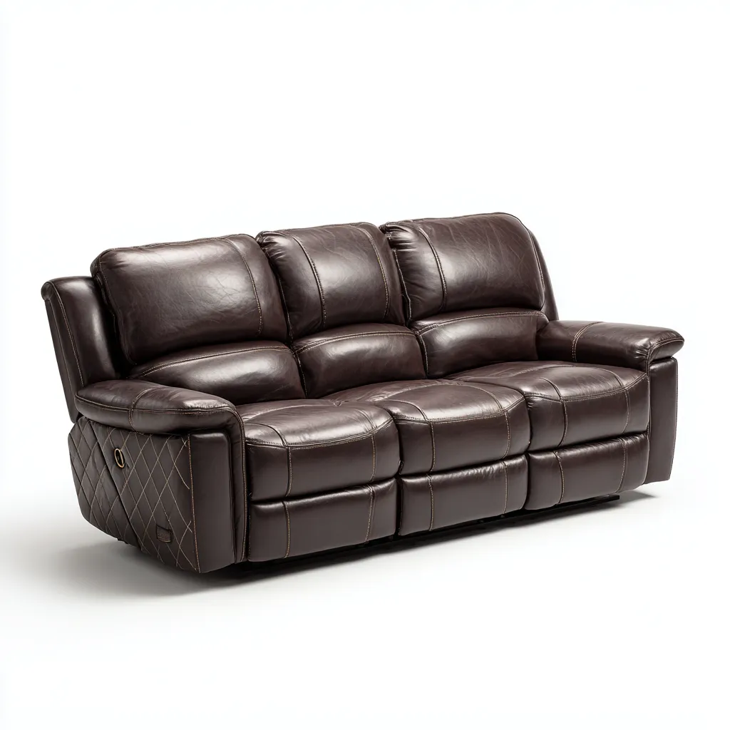 Canapé droit cuir synthétique 208x98x102 cm - marron foncé - pour salon - design contemporain-Placidnest