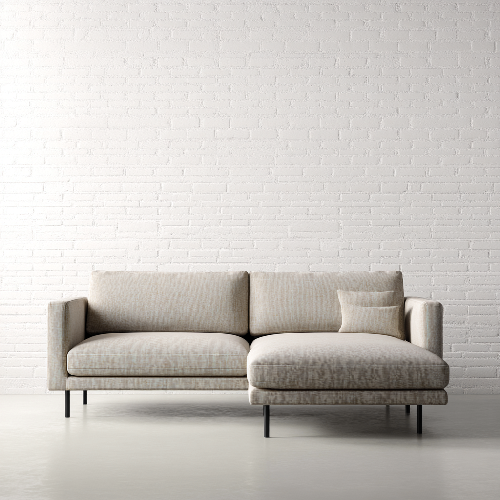 Canapé d'angle tissu 268x158x84 cm - beige - pour salon - design moderne-Placidnest