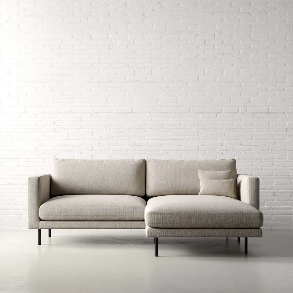 Canapé d'angle tissu 268x158x84 cm - beige - pour salon - design moderne-Placidnest