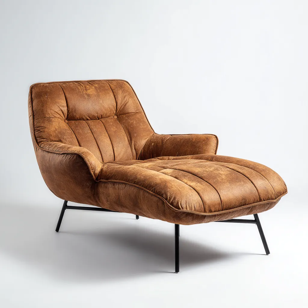 Chaise longue tissu 165x75x88 cm - marron - pour salon - design moderne confortable-Placidnest