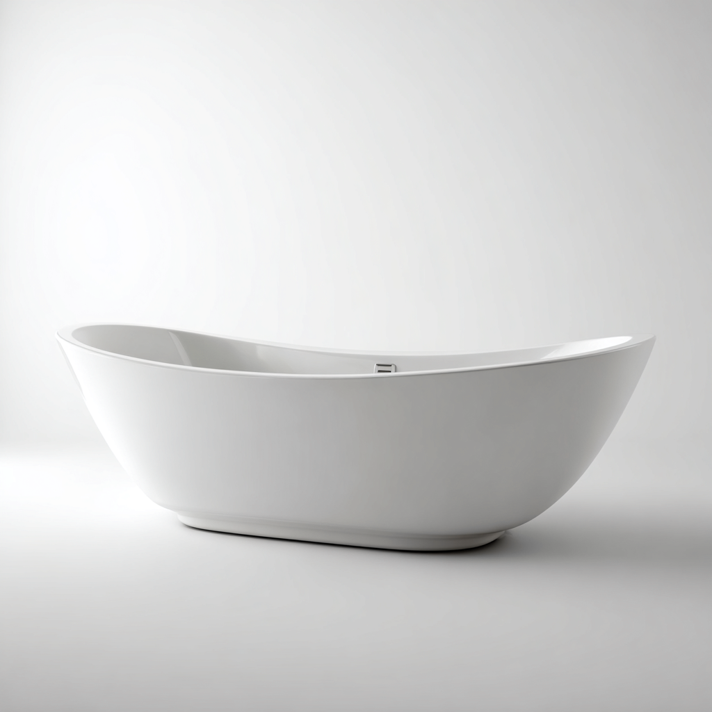 Baignoire acrylique 170x80x60 cm - blanc - design moderne - adapté à la salle de bain-Placidnest