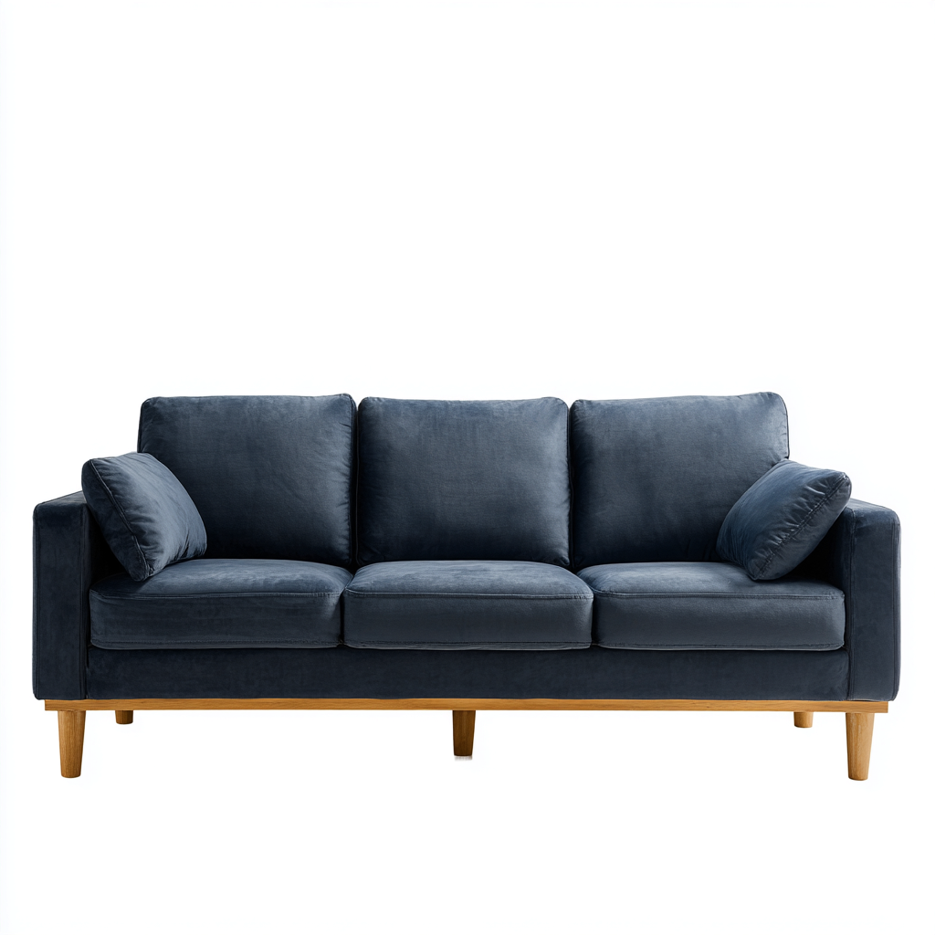 Canapé droit tissu 192x86x88 cm - bleu foncé - pour salon - design moderne-Placidnest