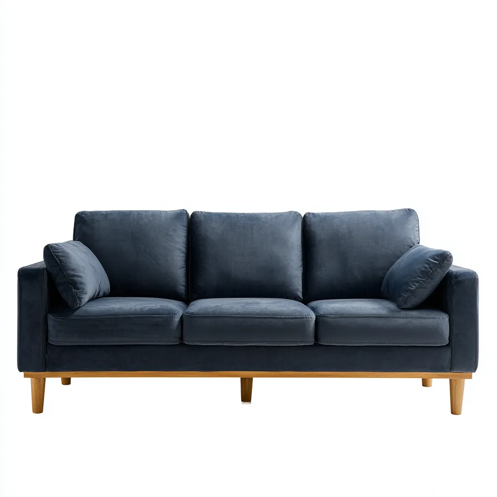 Canapé droit tissu 192x86x88 cm - bleu foncé - pour salon - design moderne-Placidnest