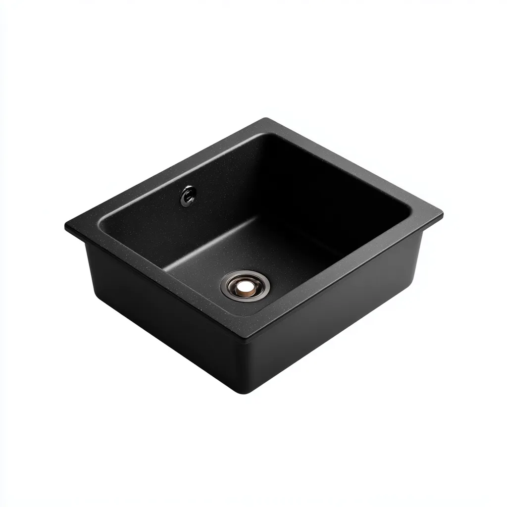 Lavabo en pierre composite 38x32x17 cm - noir - design moderne pour salle de bain-Placidnest