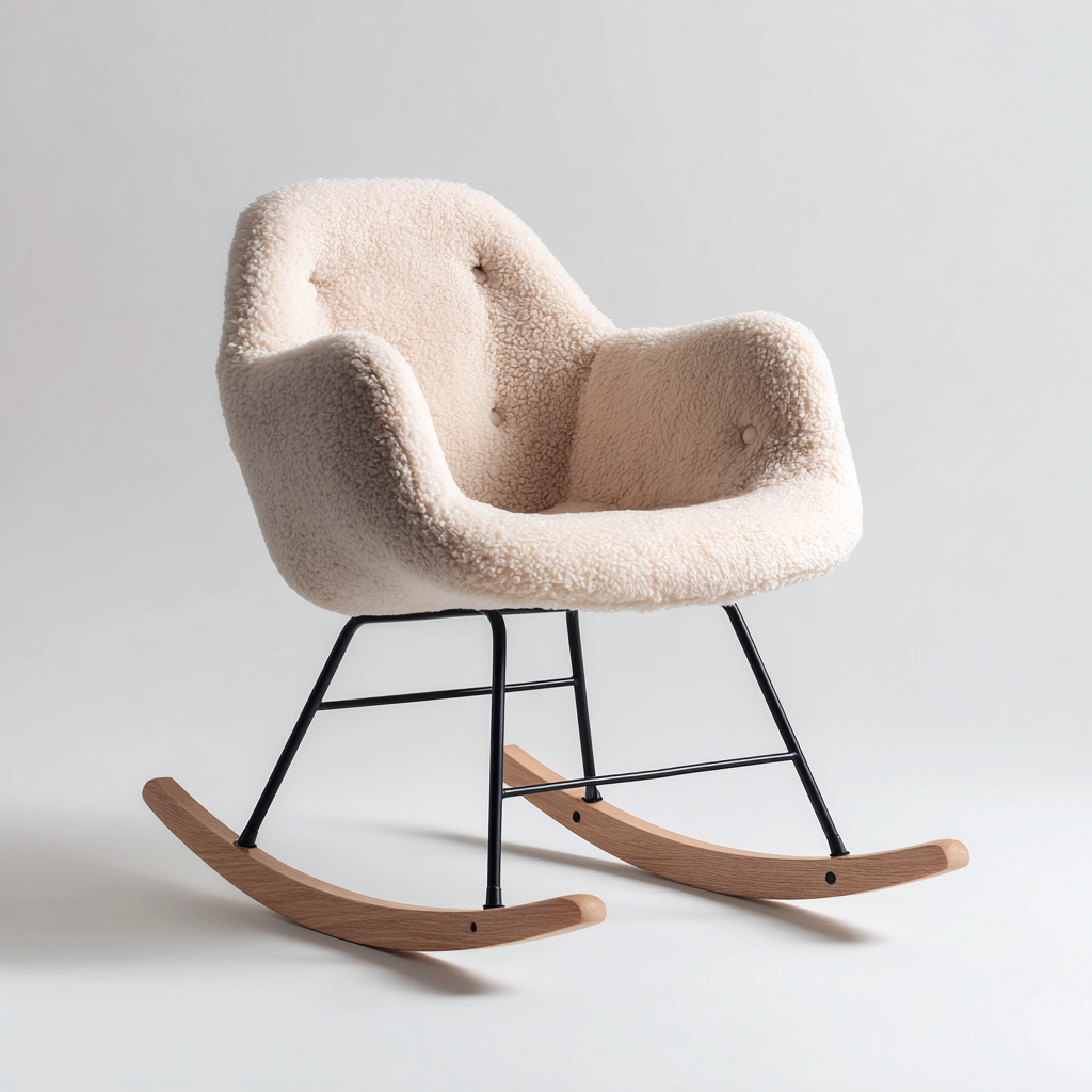 Fauteuil à bascule tissu 73x65x90 cm - beige - usage salon - design cosy moderne-Placidnest