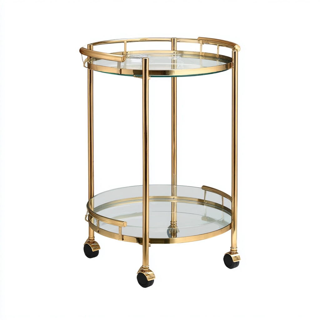 Dessertes et chariots métal verre 45x45x80 cm - doré - pour cuisine - design moderne à roulettes-Placidnest