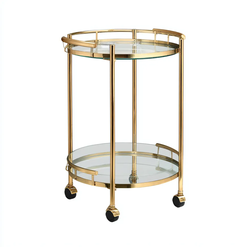 Dessertes et chariots métal verre 45x45x80 cm - doré - pour cuisine - design moderne à roulettes-Placidnest