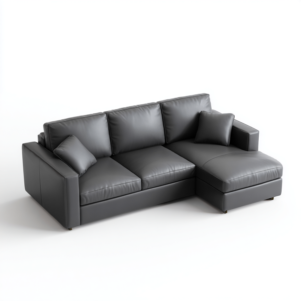 Canapé d'angle cuir synthétique 283x169x87 cm - gris foncé - pour salon - design moderne-Placidnest