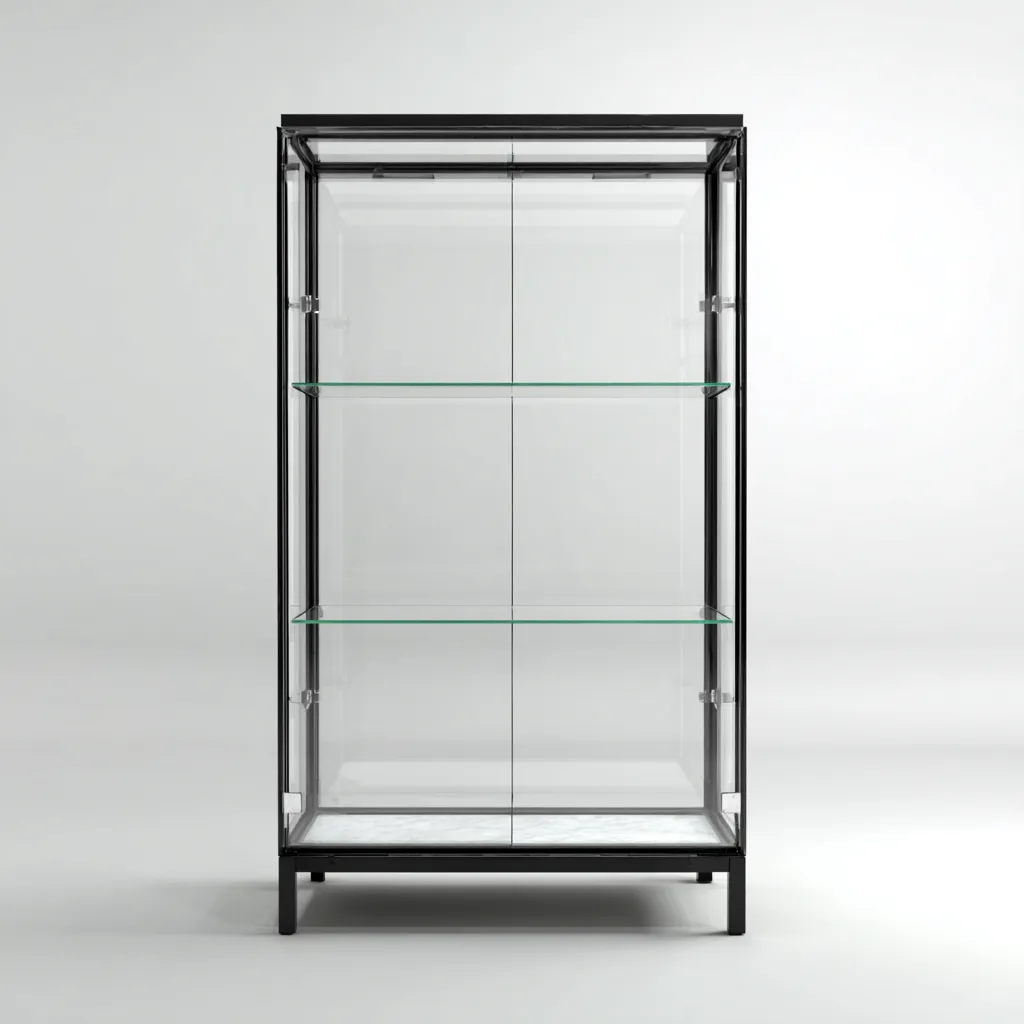 Vitrine - métal verre 80x40x170 cm - noir - adaptée pour cuisine - design moderne-Placidnest