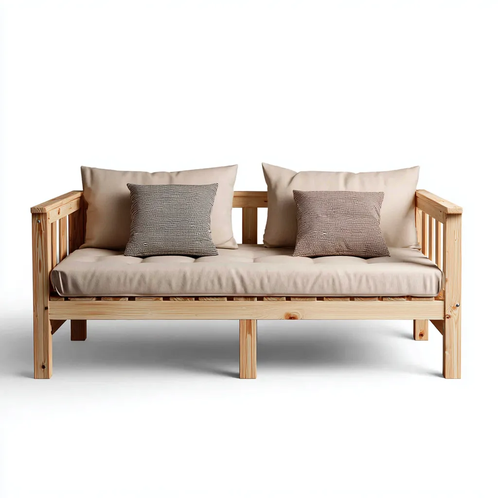 Canapé lit - pin naturel 200x85x80 cm - beige - bois naturel - pour chambre - design moderne-Placidnest