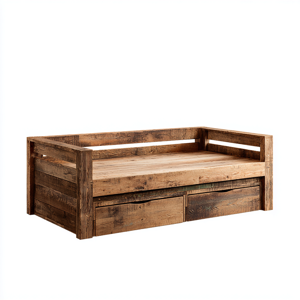 Canapé lit - bois massif 200x85x80 cm - brun foncé - pour chambre - avec espace de rangement-Placidnest