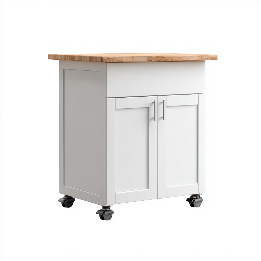 Îlot de cuisine - bois métal 75x45x90 cm - blanc - bois - adapté pour cuisine - design moderne-Placidnest