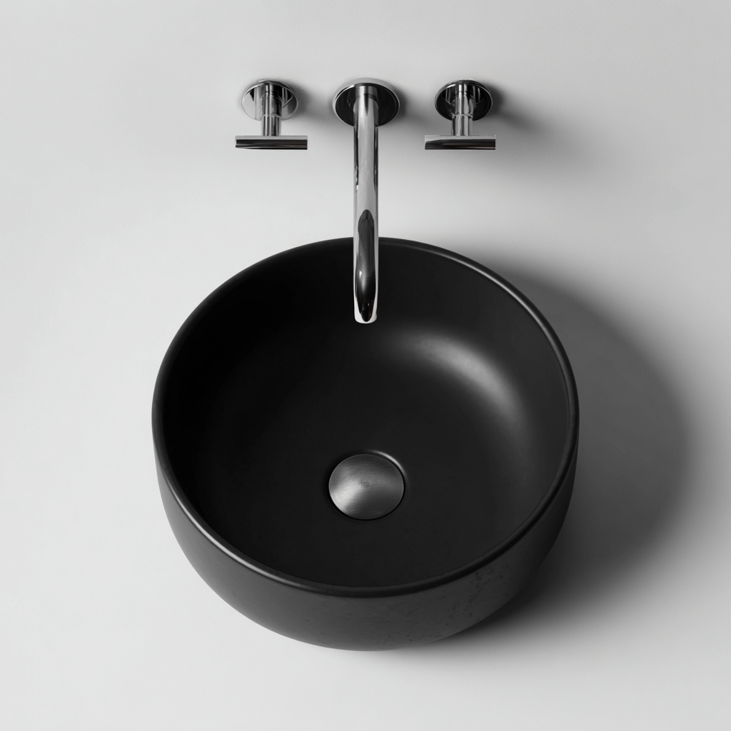 Lavabo en céramique 38x38x14 cm - noir - design moderne pour salle de bain-Placidnest