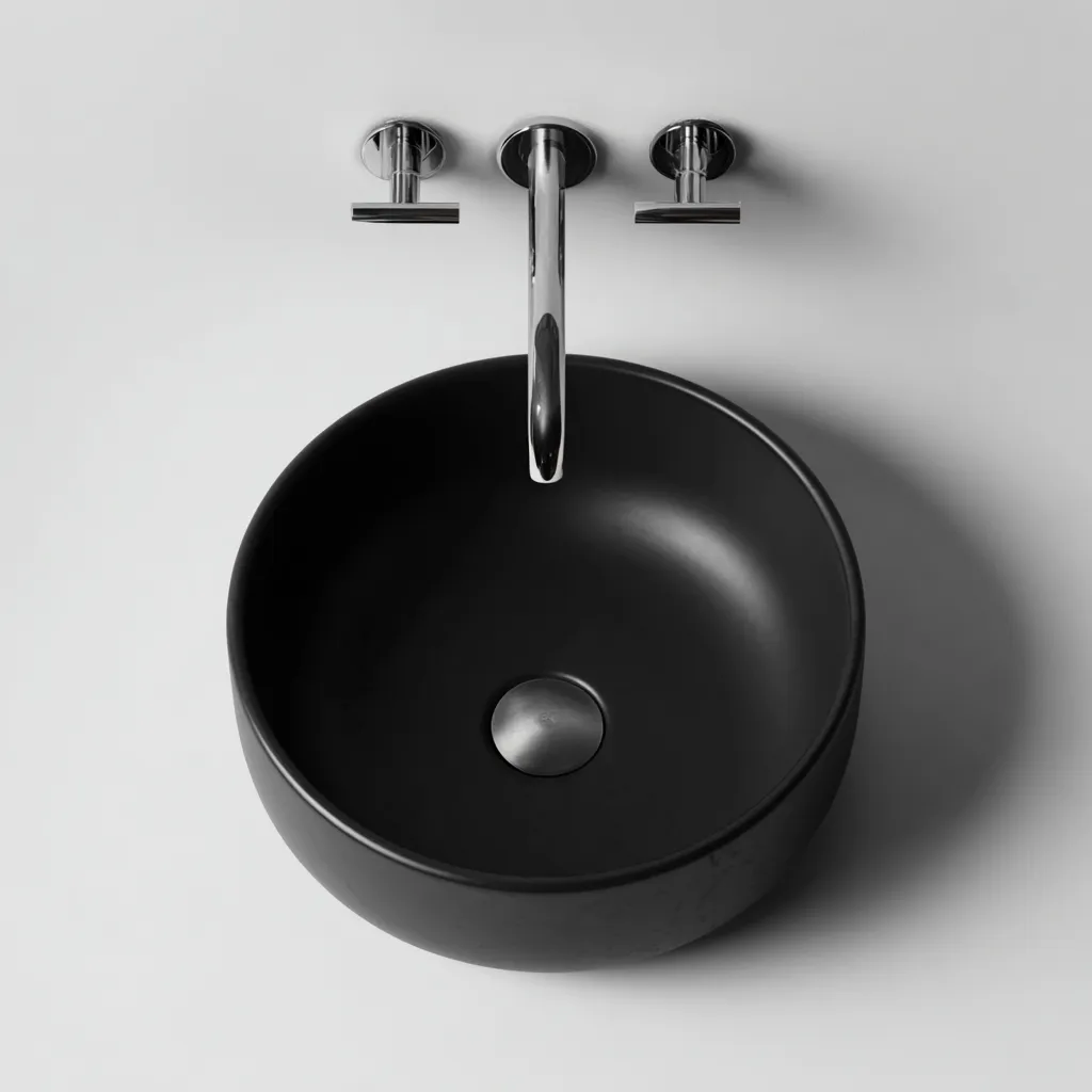 Lavabo en céramique 38x38x14 cm - noir - design moderne pour salle de bain-Placidnest