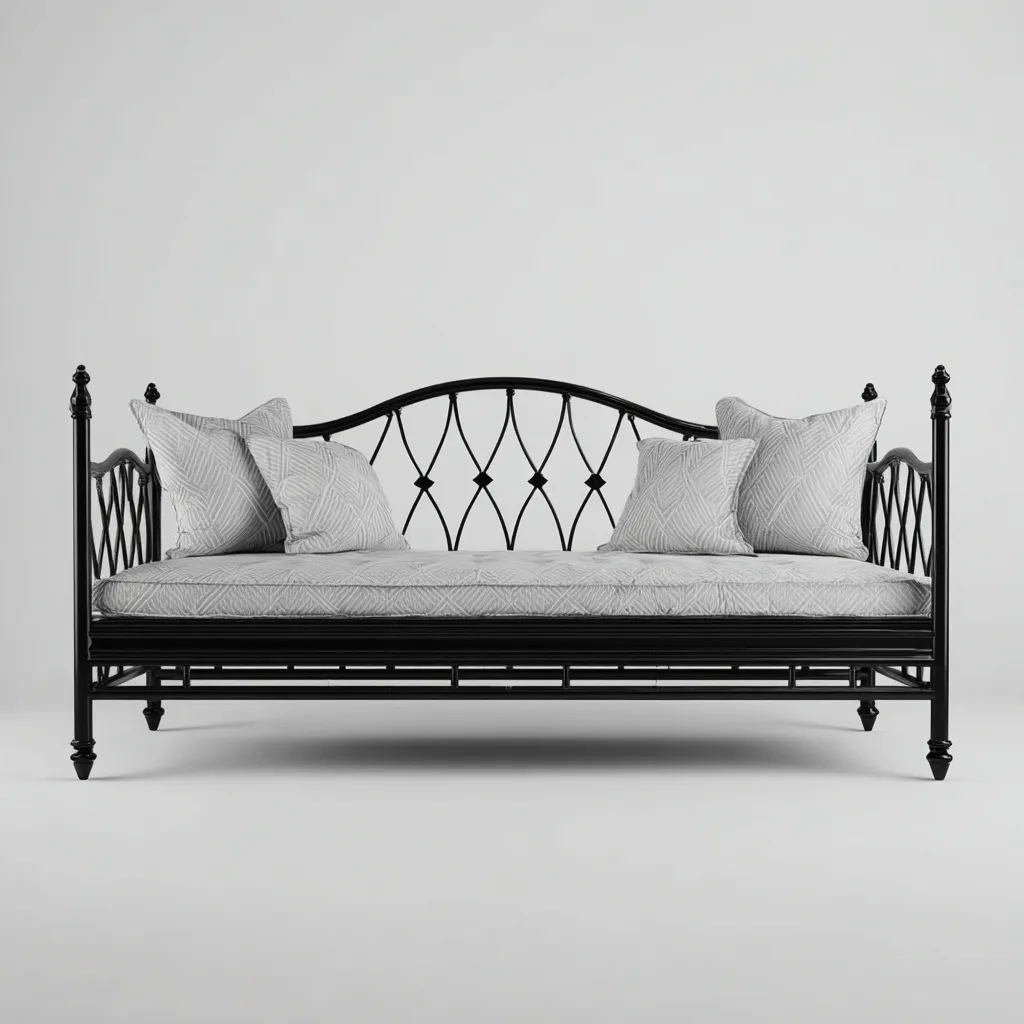 Canapé lit - métal 205x95x103 cm - noir - gris clair - pour chambre - design classique-Placidnest