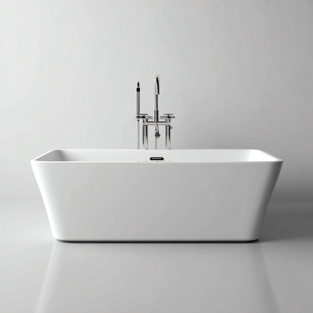 Baignoire acrylique 175x80x60 cm - blanc - design moderne - adapté à la salle de bain-Placidnest