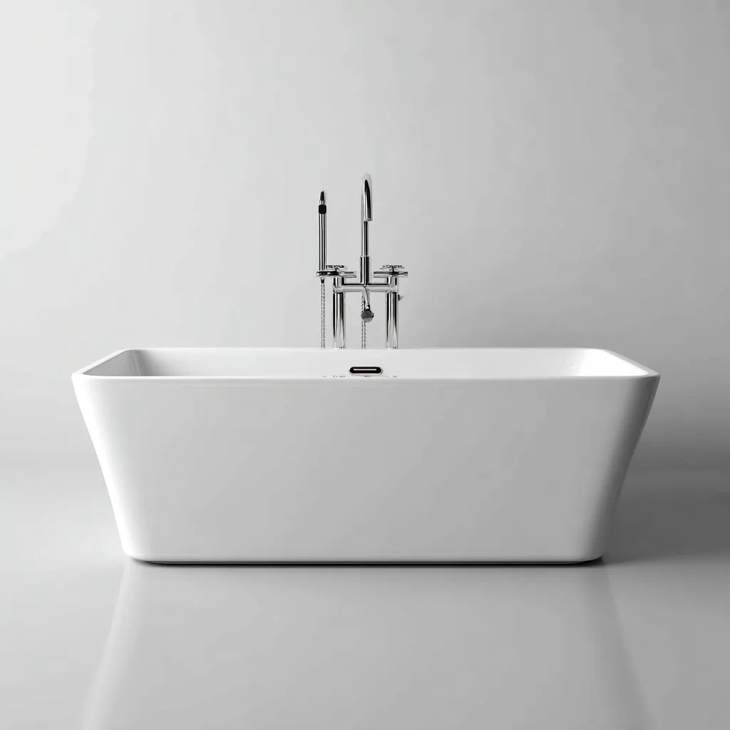 Baignoire acrylique 175x80x60 cm - blanc - design moderne - adapté à la salle de bain-Placidnest