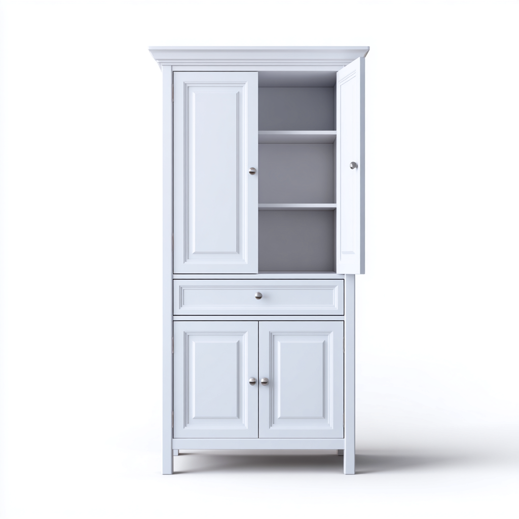 Meuble de rangement de cuisine - panneau bois 80x45x180 cm - blanc - adapté pour cuisine - design moderne-Placidnest