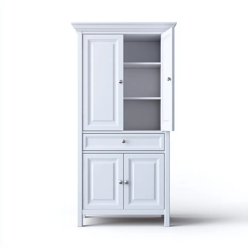 Meuble de rangement de cuisine - panneau bois 80x45x180 cm - blanc - adapté pour cuisine - design moderne-Placidnest