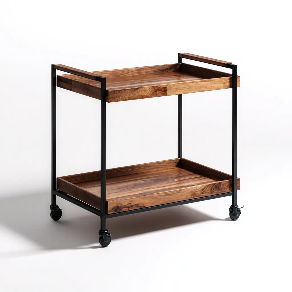 Dessertes et chariots - métal et bois 70x40x85 cm - bois foncé - noir - adapté pour cuisine - design moderne-Placidnest