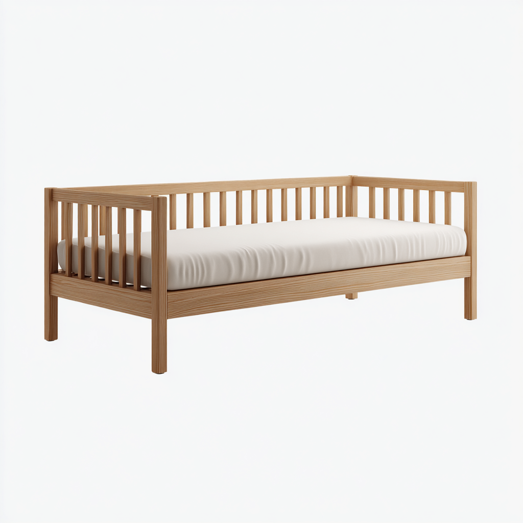Canapé lit - pin naturel 200x90x82 cm - bois naturel - blanc - pour chambre - design minimaliste-Placidnest