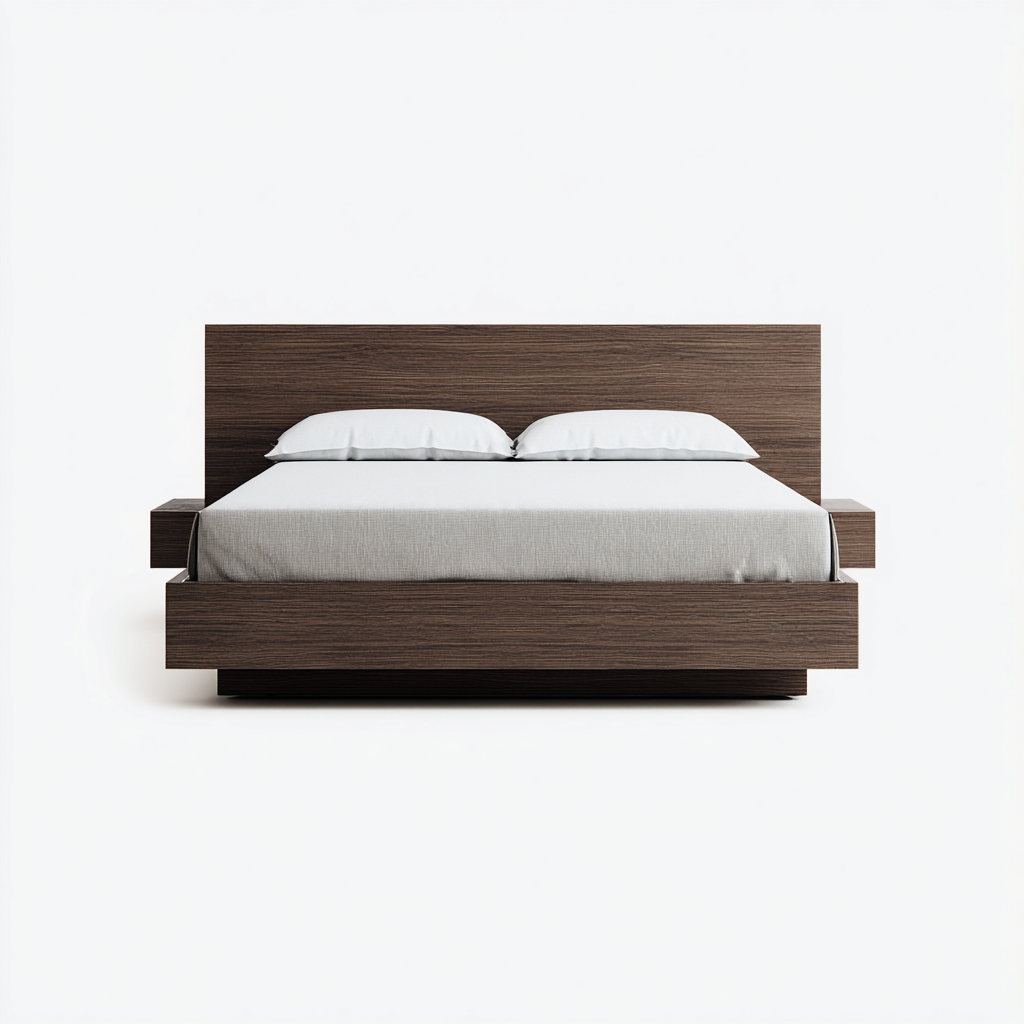 Lit double - bois massif 205x160x90 cm - brun foncé - pour chambre - design moderne minimaliste-Placidnest