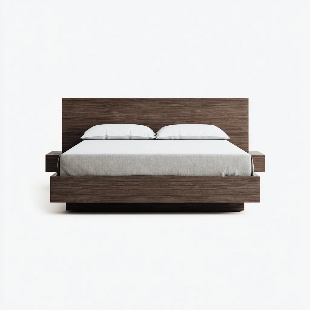 Lit double - bois massif 205x160x90 cm - brun foncé - pour chambre - design moderne minimaliste-Placidnest