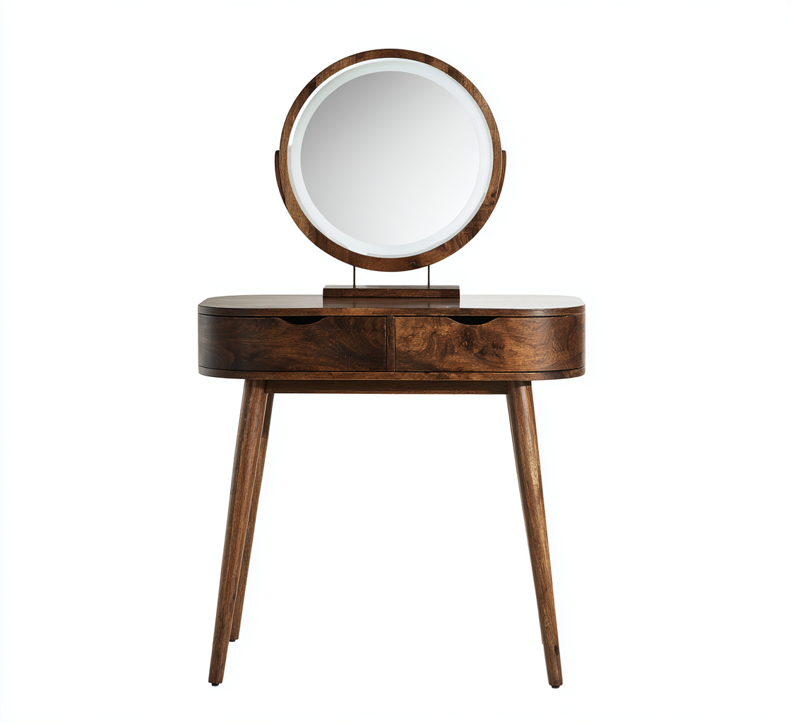 Coiffeuse bois 90x45x135 cm - marron - pour chambre - design moderne-Placidnest