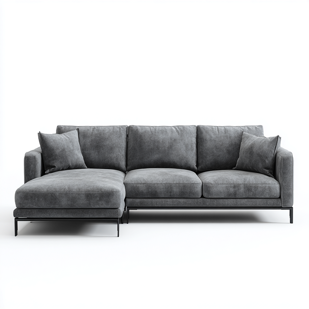 Canapé d'angle tissu 270x165x86 cm - gris foncé - pour salon - design moderne-Placidnest