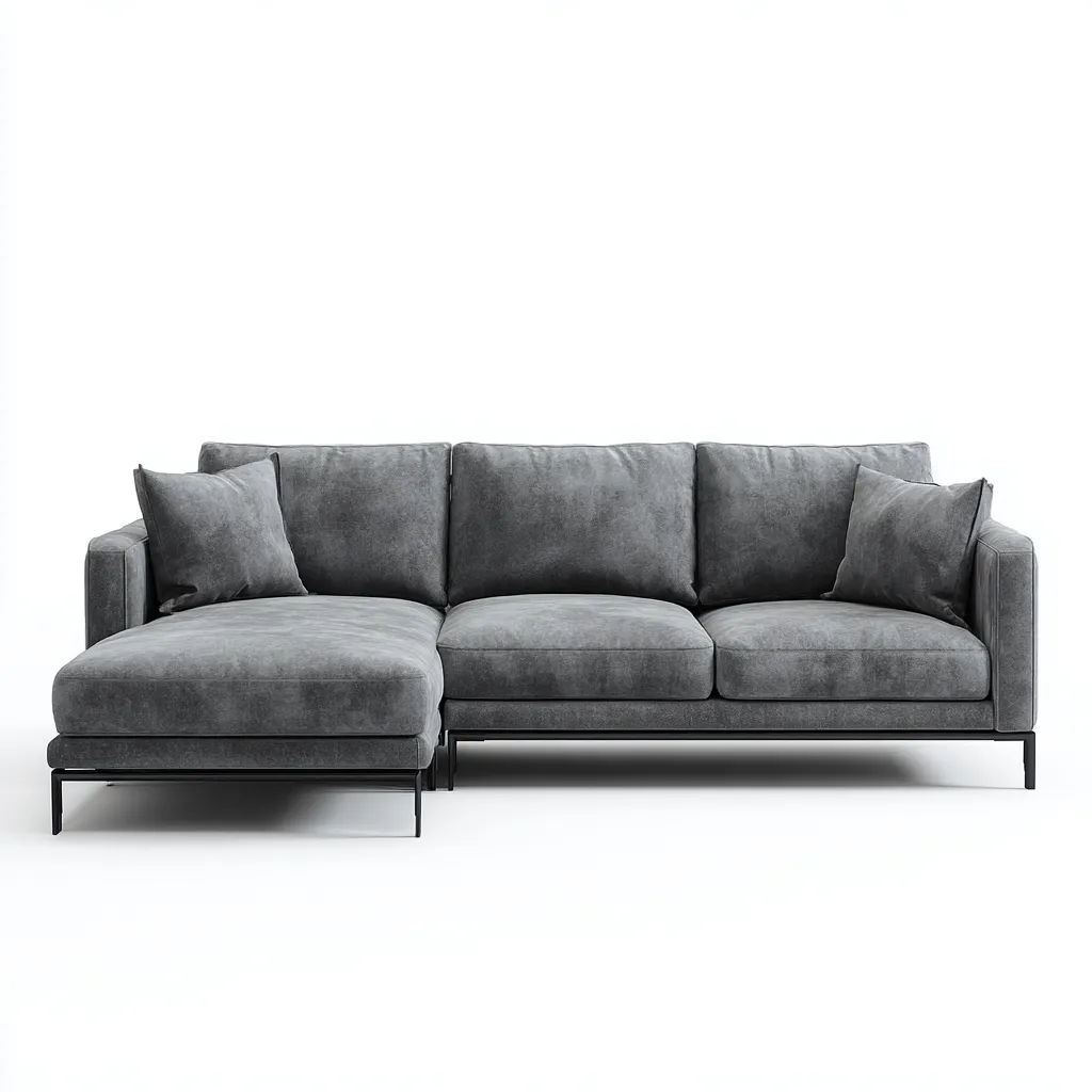 Canapé d'angle tissu 270x165x86 cm - gris foncé - pour salon - design moderne-Placidnest