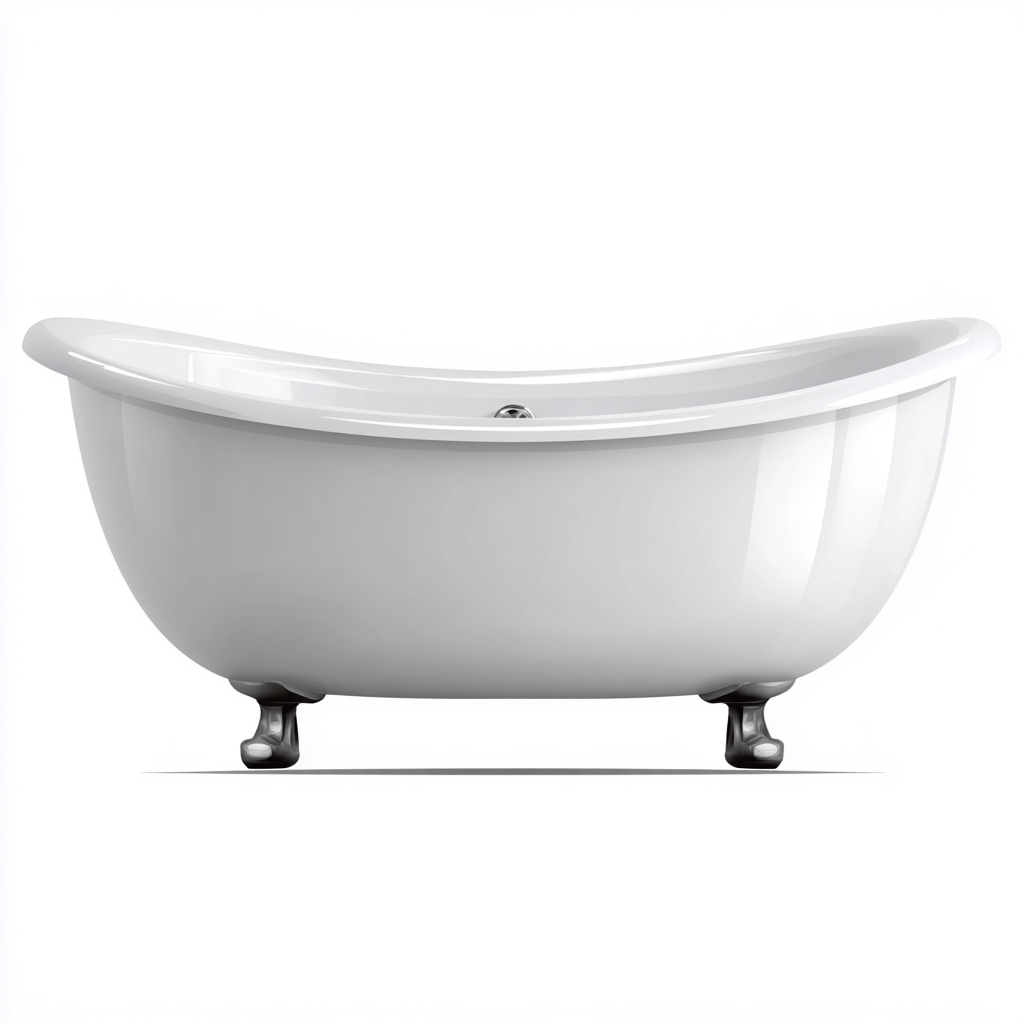 Baignoire acrylique 158x74x60 cm - blanc - style vintage - adapté à la salle de bain-Placidnest