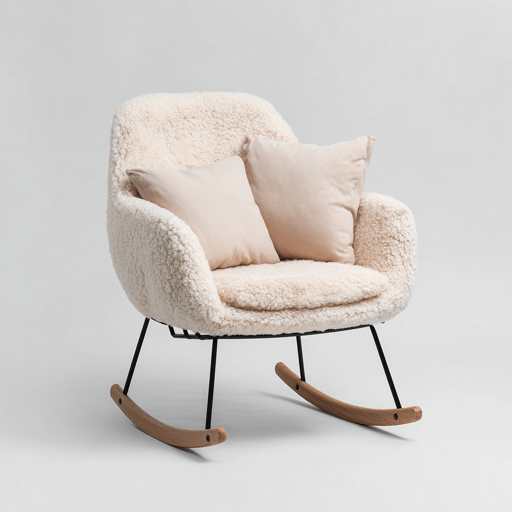 Fauteuil à bascule tissu 78x70x85 cm - beige - usage salon - design confortable moderne-Placidnest