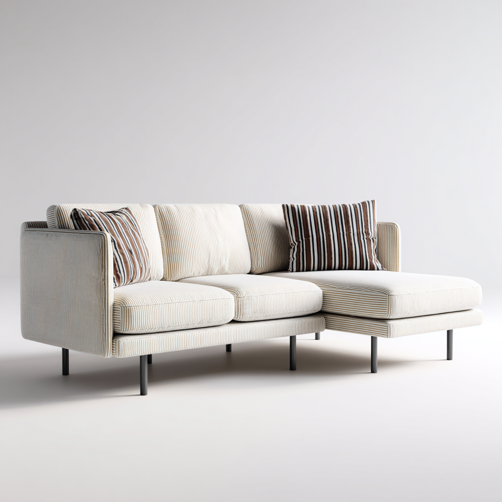 Canapé d'angle tissu 286x169x87 cm - beige - pour salon - design moderne-Placidnest