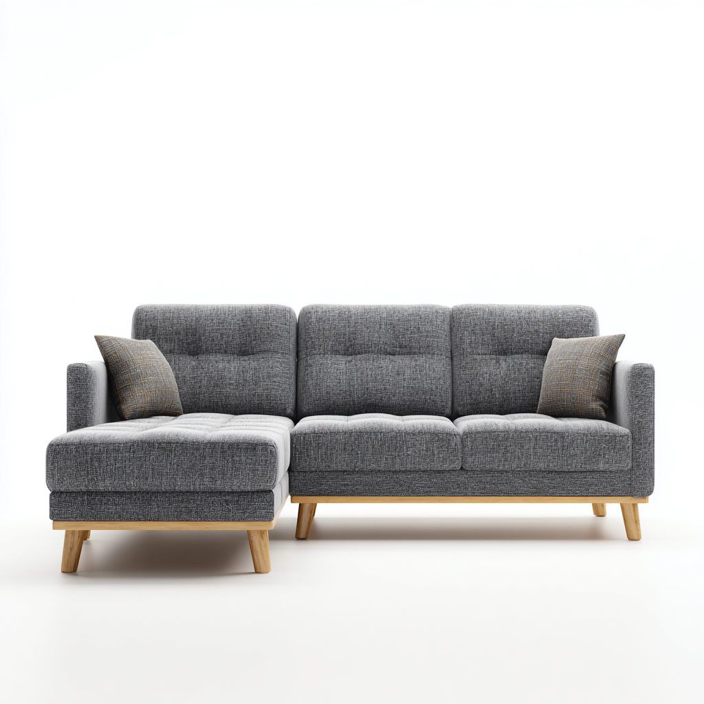 Canapé d'angle tissu 260x160x85 cm - gris - pour salon - design moderne-Placidnest