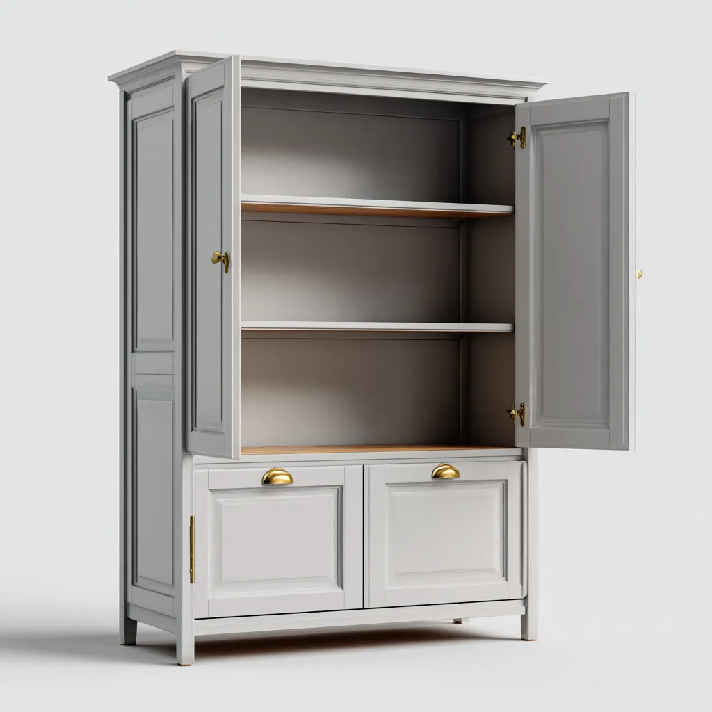 Rangement de salle de bain en bois 90x45x180 cm - gris - design classique pour salle de bain-Placidnest