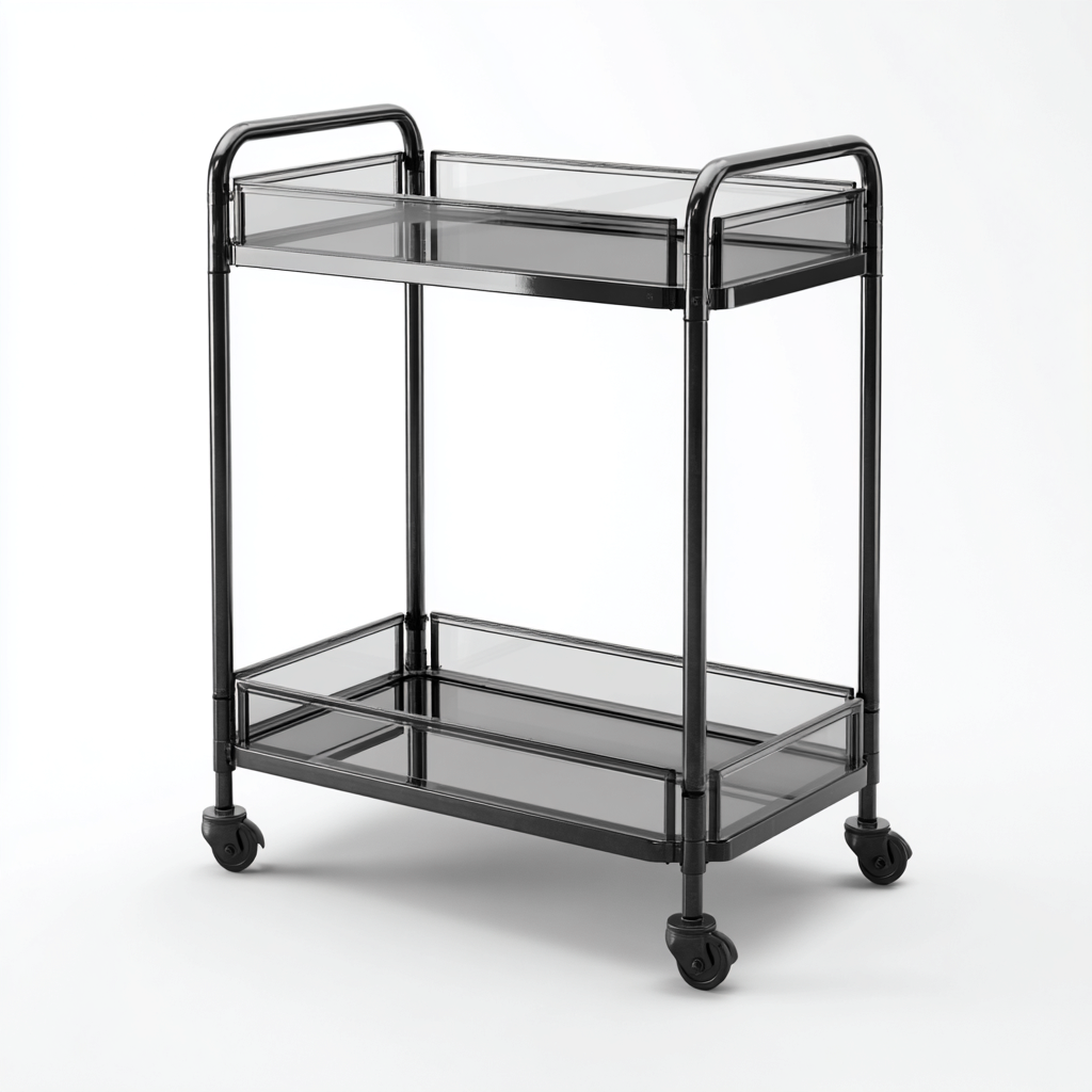 Dessertes et chariots métal et verre 60x40x85 cm - noir - pour cuisine - design moderne avec roulettes-Placidnest